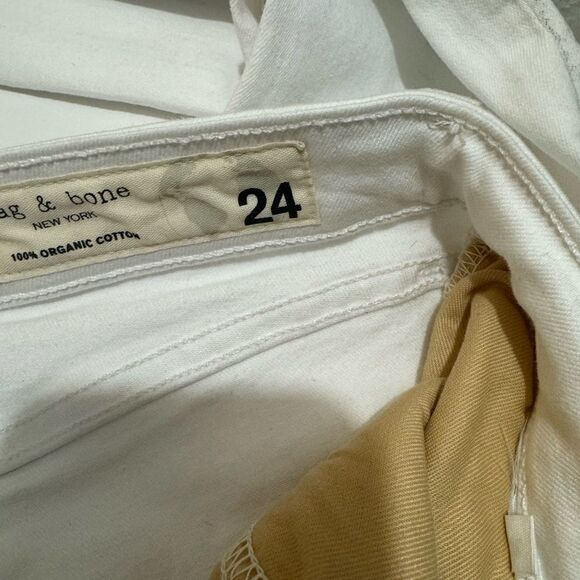 Rag & Bone Nina High Rise Ankle Flare Jeans in Summer White with Holes Size 24 - Picture 9 of 10